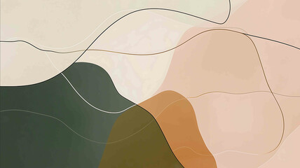 minimalist contious line art against a muted background abstract muted army green light brown victorian pink