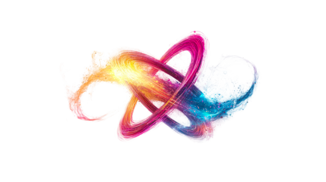 Intertwined Colorful Luminous Swirls, Liquid Light, Cut Out Transparent