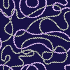 Hand-drawn rope seamless pattern on dark backdrop. ideal for prints