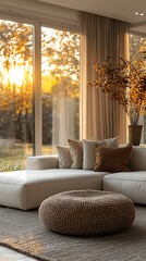 Modern living room with fall colors