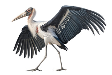 full body Marabou Stork Bird white background AI GENERATED