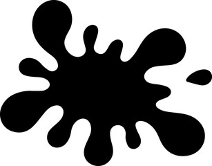 Small ink splash with a micro-sized petal form and scattered droplets around the edges.