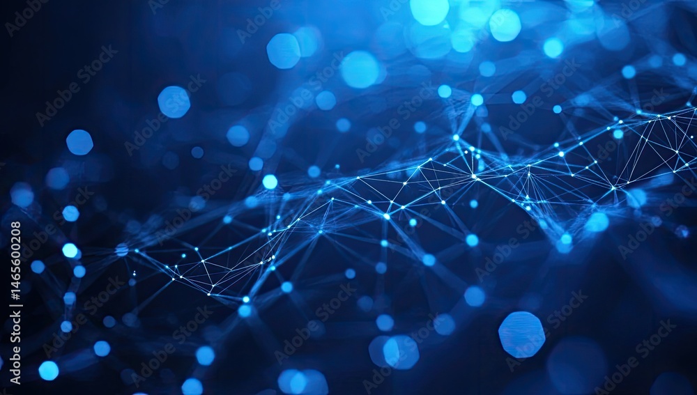 Poster abstract network of interconnected nodes and lines. a complex web of data points and connections in 