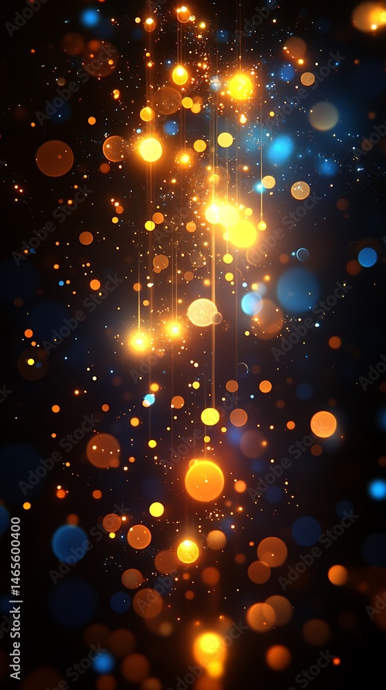 Poster a dynamic display of glowing particles in vibrant hues.