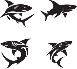 Obraz premium shark logo vector black