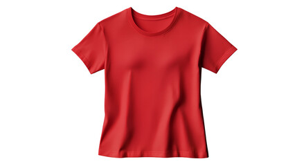  ed T-shirt template on a transparent background, flat lay. Vector illustration of a red blank female T-shirt mockup for design presentation and printing,