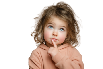 Curious thoughtful child looking up PNG with a transparent background

