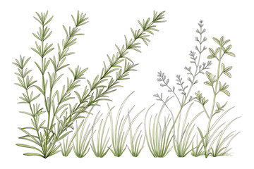 Fototapeta premium grass line 2 fresh white background PNG AI Generated