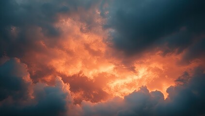 Fototapeta premium Dramatic sunset through stormy clouds