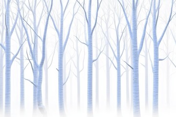 Serene Winter Forest - Misty blue trees stand tall in a serene winter forest scene, creating a peaceful and tranquil atmosphere