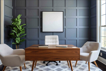 A chic office space featuring interior vintage decor functional materials and art deco elements