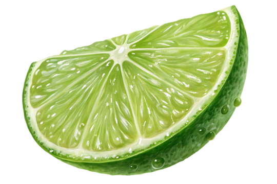 Juicy slice of lime isolated on transparent PNG white background Ai generate