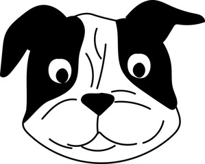 Great dane face cartoon line art dog face vector illustration