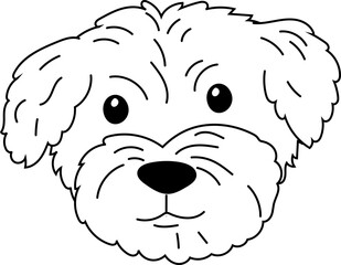 Labradoodle face cartoon line art dog face vector illustration