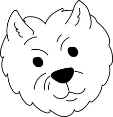Akita face cartoon line art dog face vector illustration