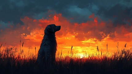 Silhouette of dog against sunset sky high resolution hd picture