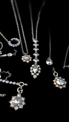 collection of jewelry on a black background