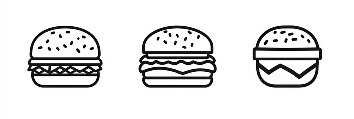 Simple Outline Burger Icons