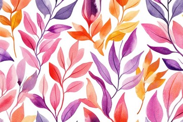 Watercolor Abstract Foliage Botanical Pattern - Vibrant watercolor leaves, pattern design. Symbolizing nature, growth, beauty, serenity, and abundance. Perfect for textile prints, wallpaper, and more