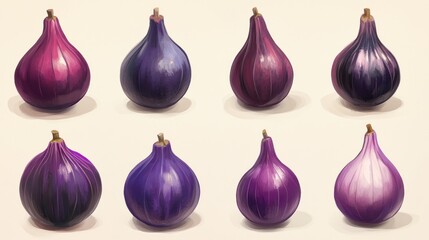 Nine variations of  purple figs,  digital illustration