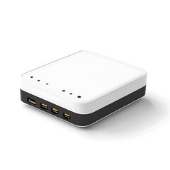 Isolated Photo Of A White Usb Charging Station With Four Ports