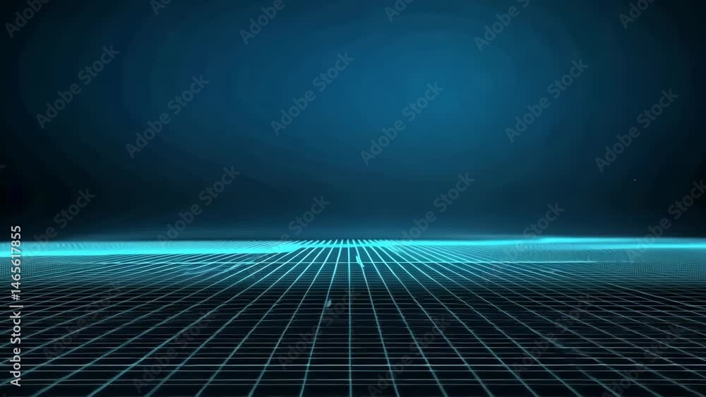 Poster futuristic digital landscape glowing grid lines and dark background create unique atmosphere