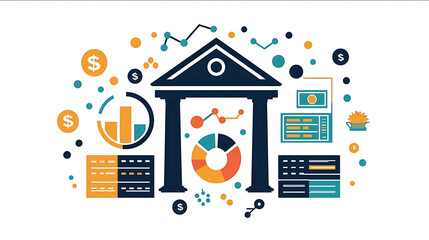 Financial adjustment concept with a focus on income bracket changes using simple icons and abstract shapes to show the financial and tax reform process Clean design minimal details