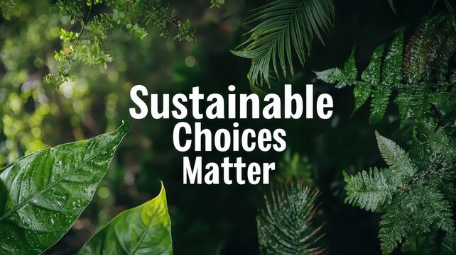 Carbon footprint reduction with renewable awareness idea. Sustainable choices highlighted among lush greenery.