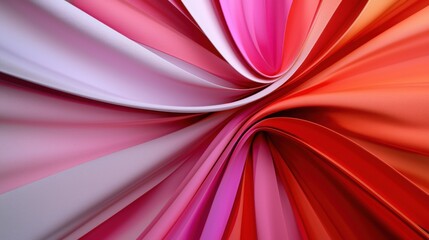Twisting waves of colorful fabric blend shades of pink, red, and white, creating a lively and captivating texture perfect for textile art or design inspiration