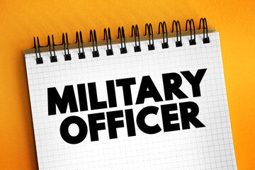 Military Officer text concept on notepad for presentations and reports