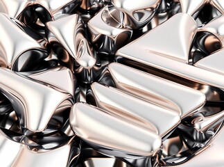Abstract Metallic Shapes with Fluid Reflections and Organic Forms Background
