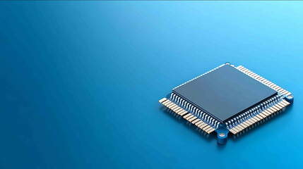 Concept of edge computing microchip with futuristic digital projections soft reflections
