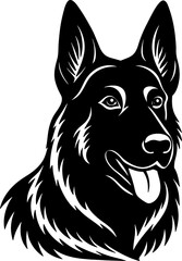 german shepherd simple black silhouette, Black silhouette vector icon, silhouette illustration, Animal silhouette