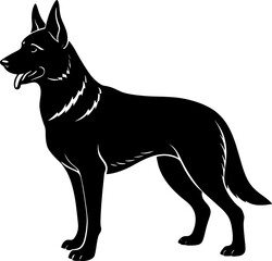 german shepherd simple black silhouette, Black silhouette vector icon, silhouette illustration, Animal silhouette