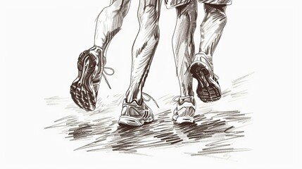 Handdrawn vintage runner sketch for Global Running Day