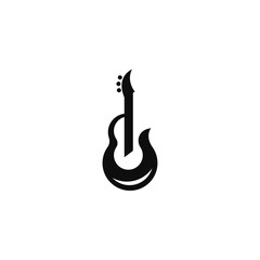 Logo design of a minimalist guitar, symbolizing music, creativity, and simplicity, often with clean lines and subtle details to emphasize elegance and harmony.

