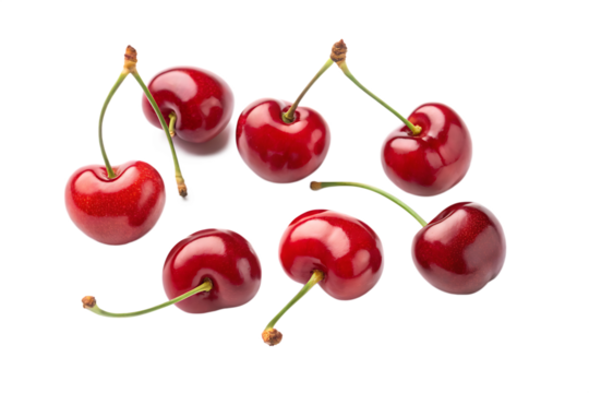 red cherries isolated on transparent  white background Ai generate.