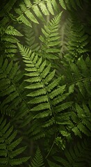 Emerald Fern Dreams: Lush Greens, Dramatic Light