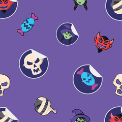 Halloween monster sticker pattern Vector