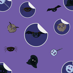 Halloween monster sticker pattern Vector