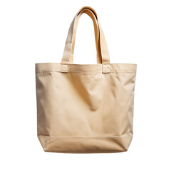 Beige canvas tote bag fashion accessory isolated on transparent background.