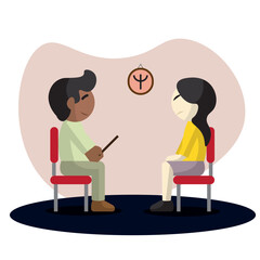 Isolated psichology professions cartoon illustration