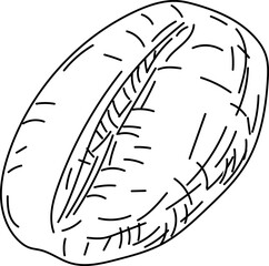 Coffee bean angled hand-drawn coffee sketch vector illustration