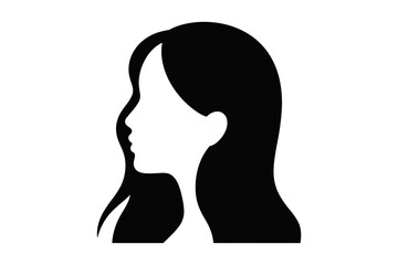 Woman profile silhouette with long hair illustration