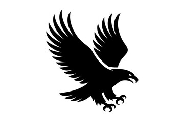 Eagle silhouette flying predatory bird vector art