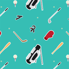Golf and boxing items pattern. Vector