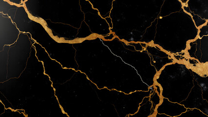 "Deep black marble with gold veins and copper flashes, liquid-polished finish for luxury tech displays and galleries. Masculine, dramatic, and modern."