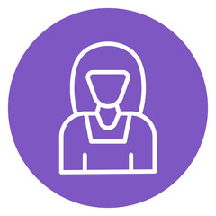 Minimalist Line Art Maid Circle Icon