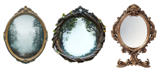 Fairy-tale mirror showing glimpses of other realms