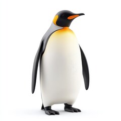 Emperor penguin standing tall against a white backdrop.